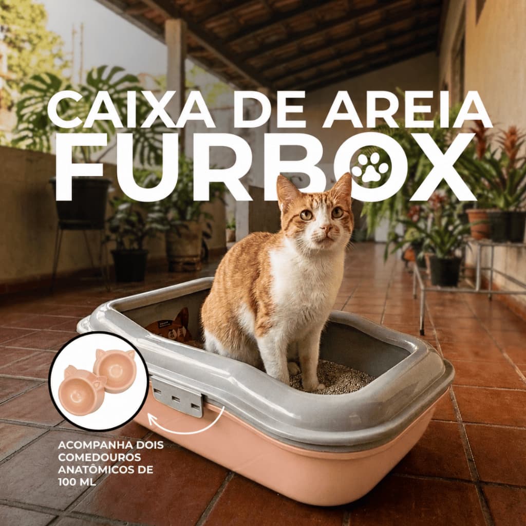 Kit Caixa de Areia para Gatos Fubox Pet Grandes Banheiro Sanitario Bandeja Furba Durapets