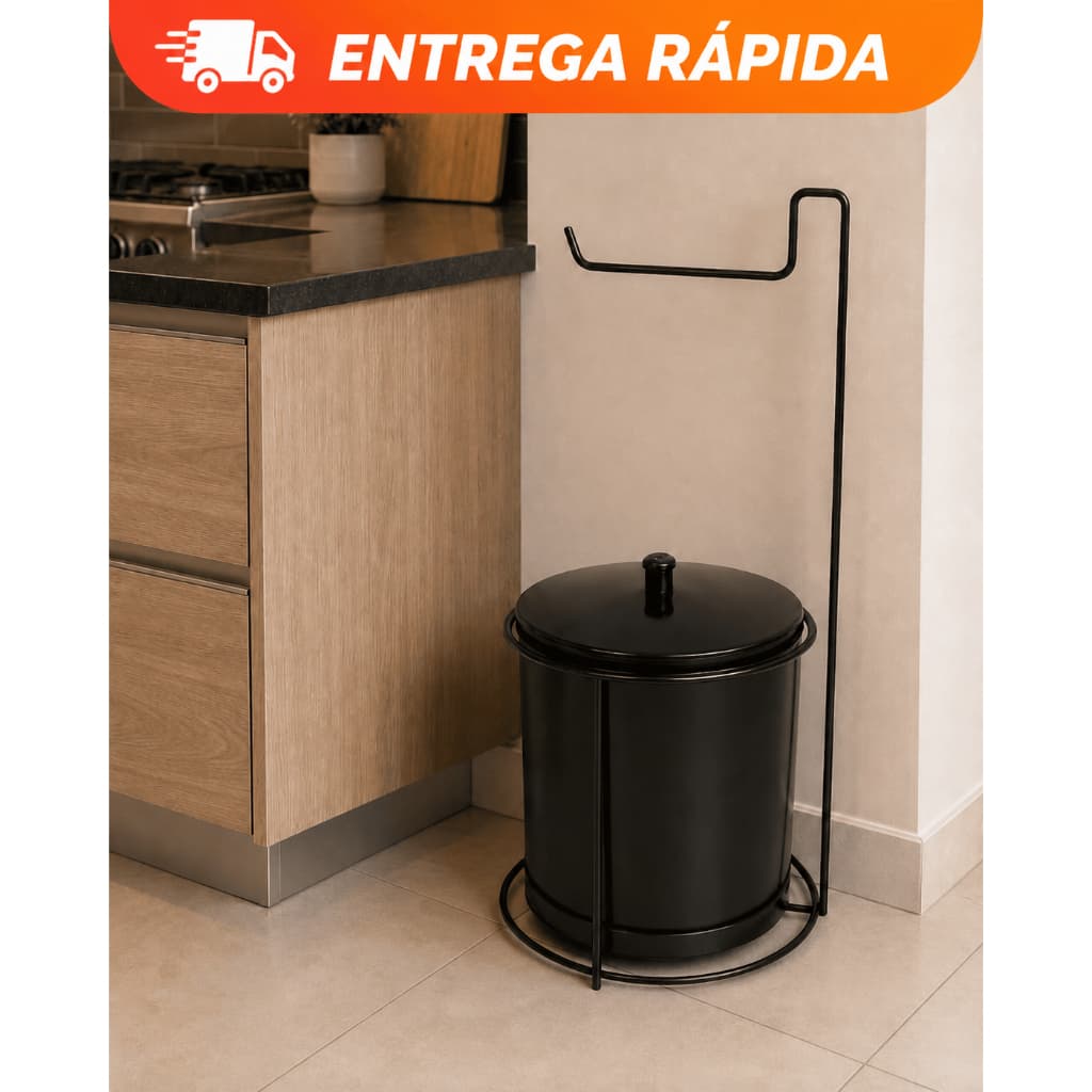 Suporte para Lixeira Papel Higiênico  com cesto de lixo Banheiro 5 Litros