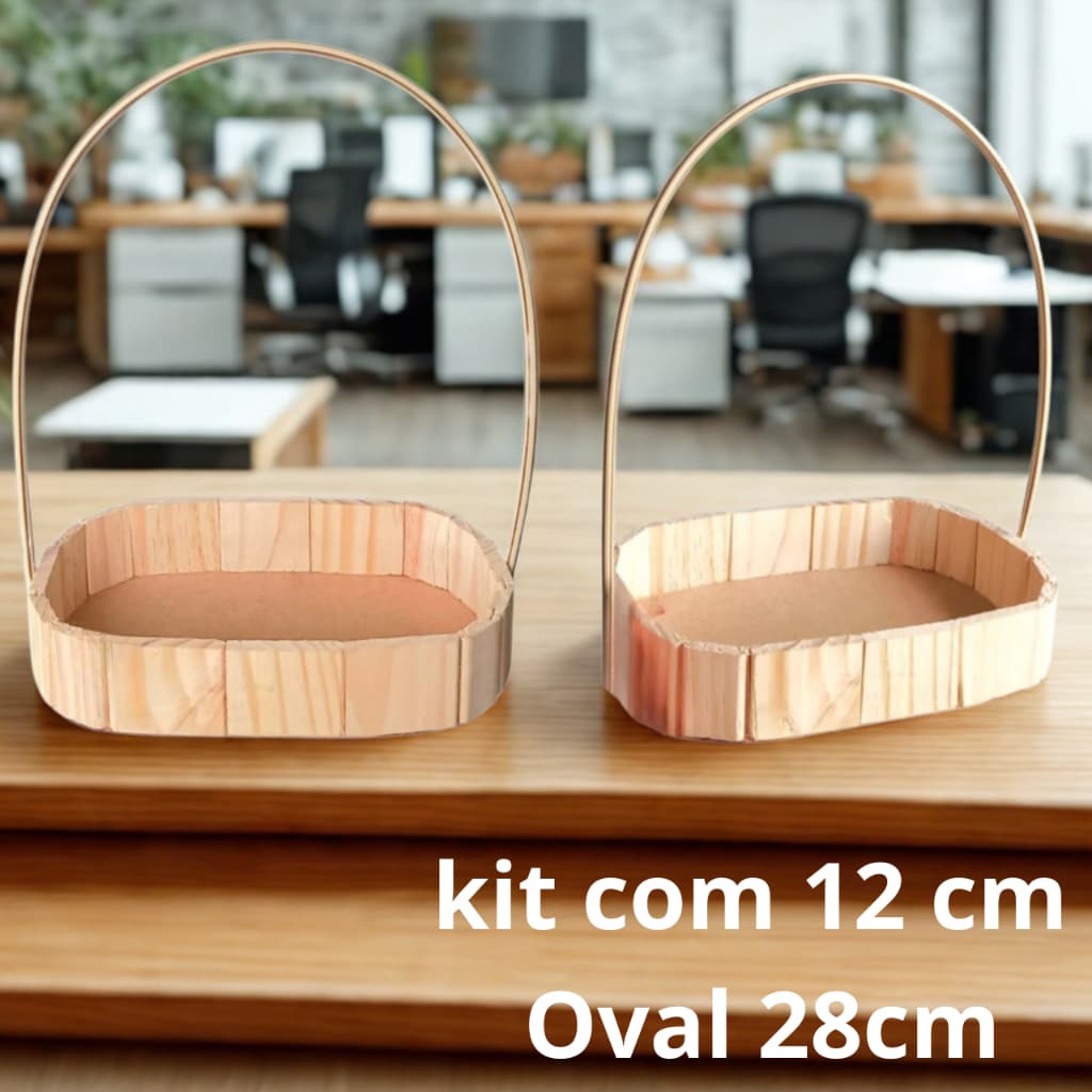 Kit 10 Cesta Oval Grande 28cm De Madeira Cestinha Fraldeira Oval Cesta de Madeira Grande Cesta Pinus