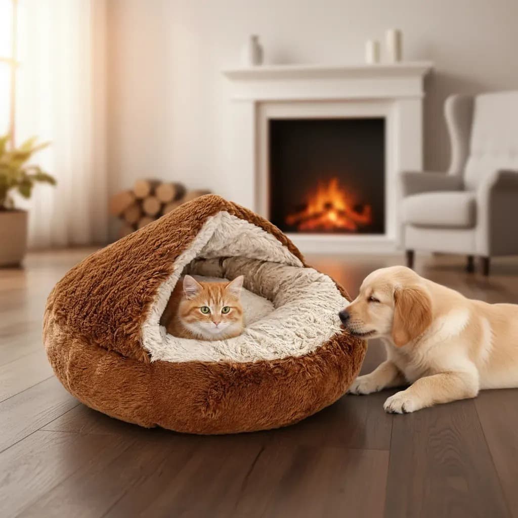 CAMINHA PET NUVEM COBERTA FECHADA CAMA CASINHA TOCA FORMATO DONUT REDONDA FUNDO ANTIDERRAPANTE