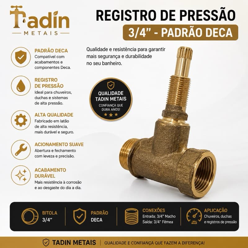 Registro de Pressão 3/4” Padrão Deca – 16 Estrias