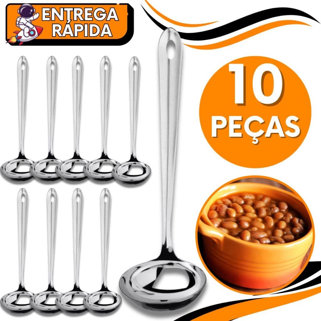 Concha Feijão 4/8/10unid Sopa Caldos Caldinho  Feijoada Canjica Aço Inox Premium Utensilio Casa Cozinha Restaurante Bar