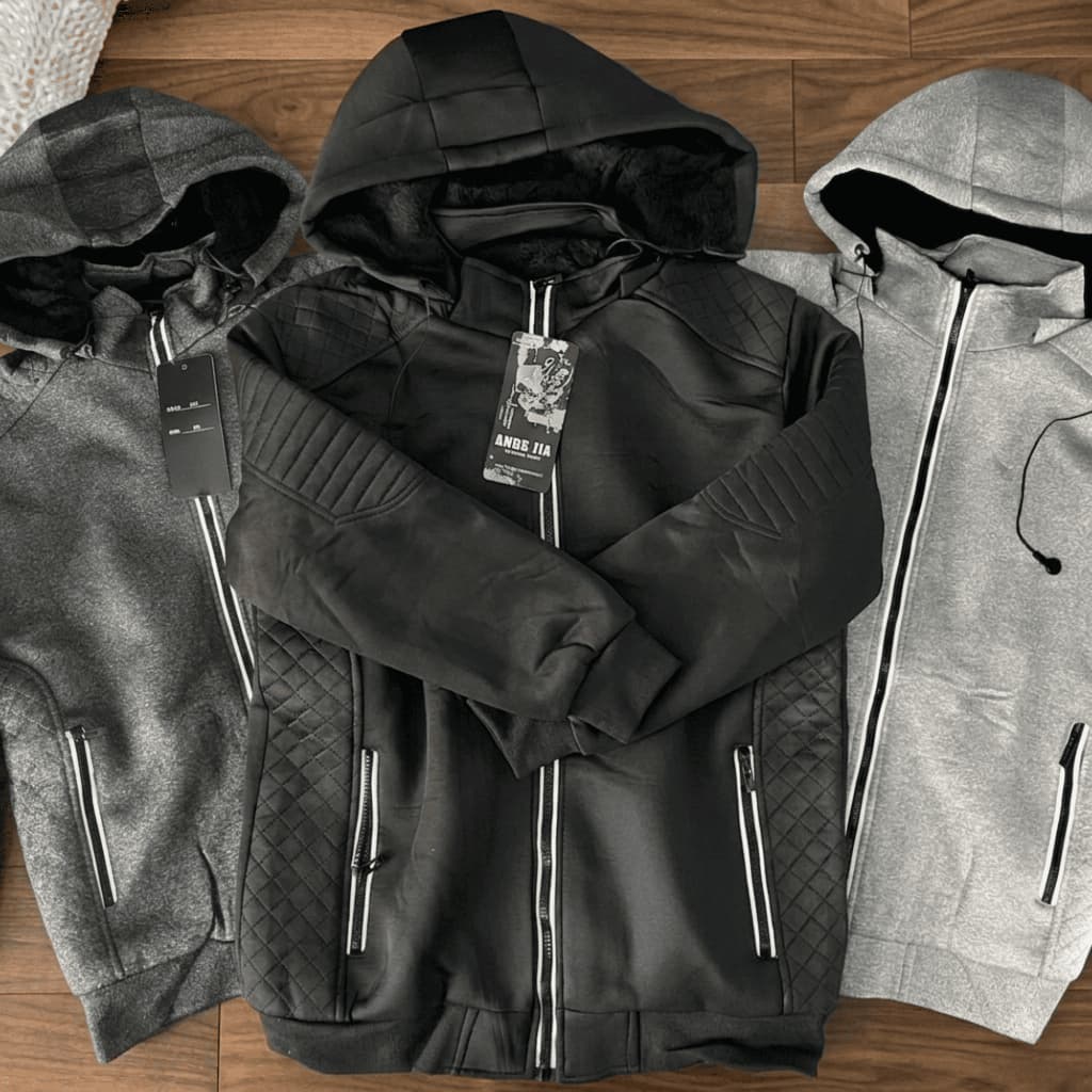 Jaqueta Masculina Inverno Forrada Sherpa e Neoprene Impermeável Capuz Removível Luxo