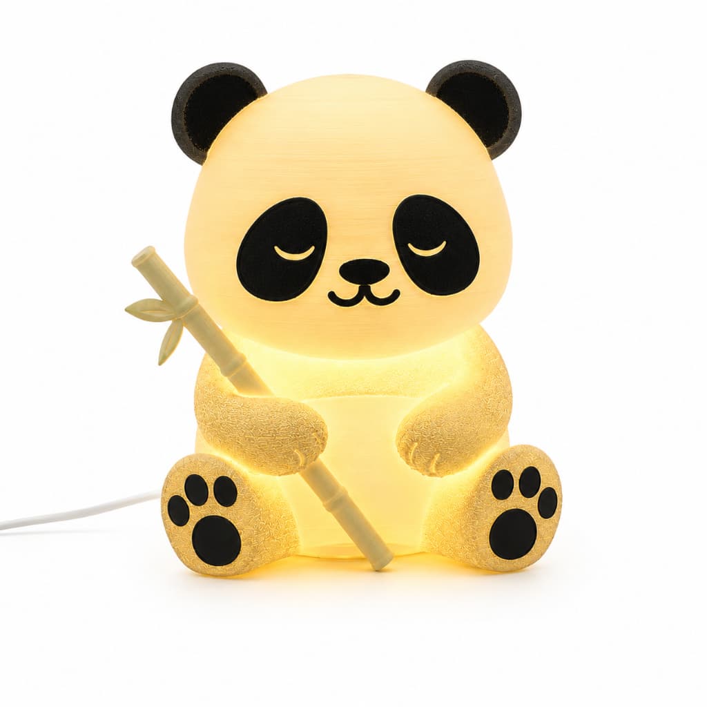 Abajur Infantil Panda LED USB 3 Cores Luz Noturna Quarto Bebê Criança