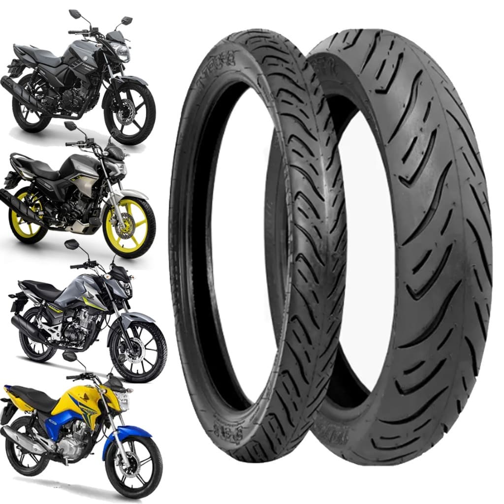 Kit Pneu CG 150 160 Fan YBR 90/90-18 2.75-18 Technic Sport R para uso com câmara de ar