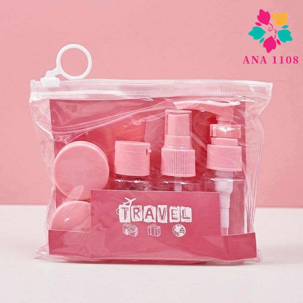 ANA1108 Kit  Mini Rosa Frascos para Viagem Organizador Shampoo Condicionador Creme Perfume