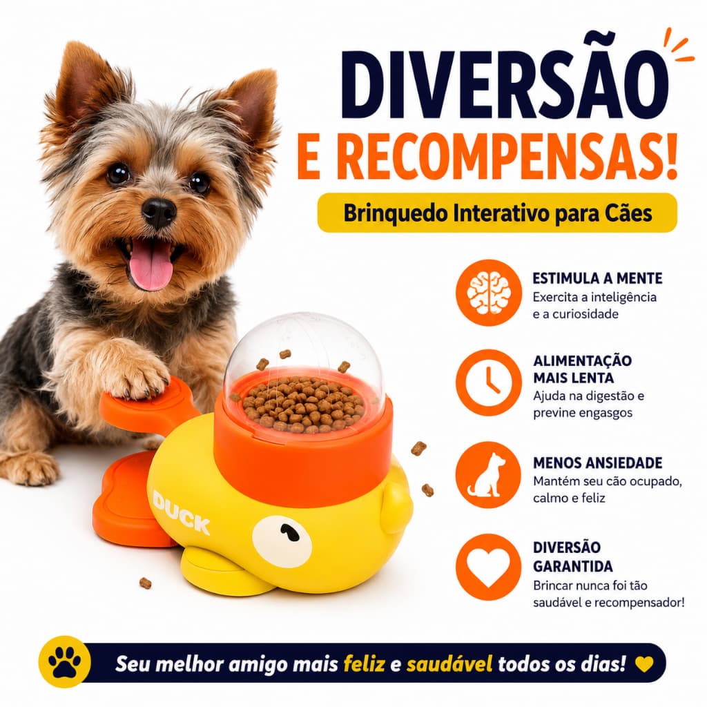 Brinquedo Interativo Dispensador de Ração | Alimentador Tigela Divertida Para Cães e Gatos Petiscos e Ração