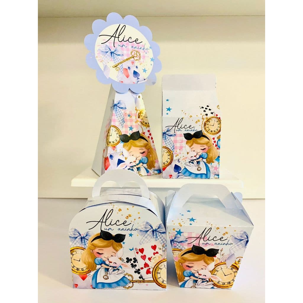 Caixa Personalizada de Lembrancinha ALICE NO PAIS DAS MARAVILHAS -ENVAR NOME + IDADE *PEGUE E MONTE*