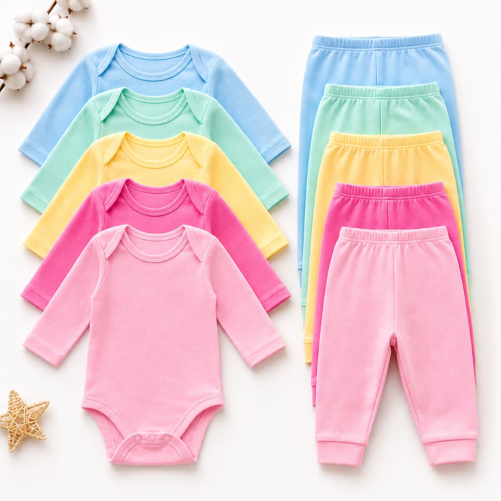 Kit 4 Pecas Body + Mijão Menina Menino Conjunto Bebe Manga Longa Infantil Feminino Masculino P ao G