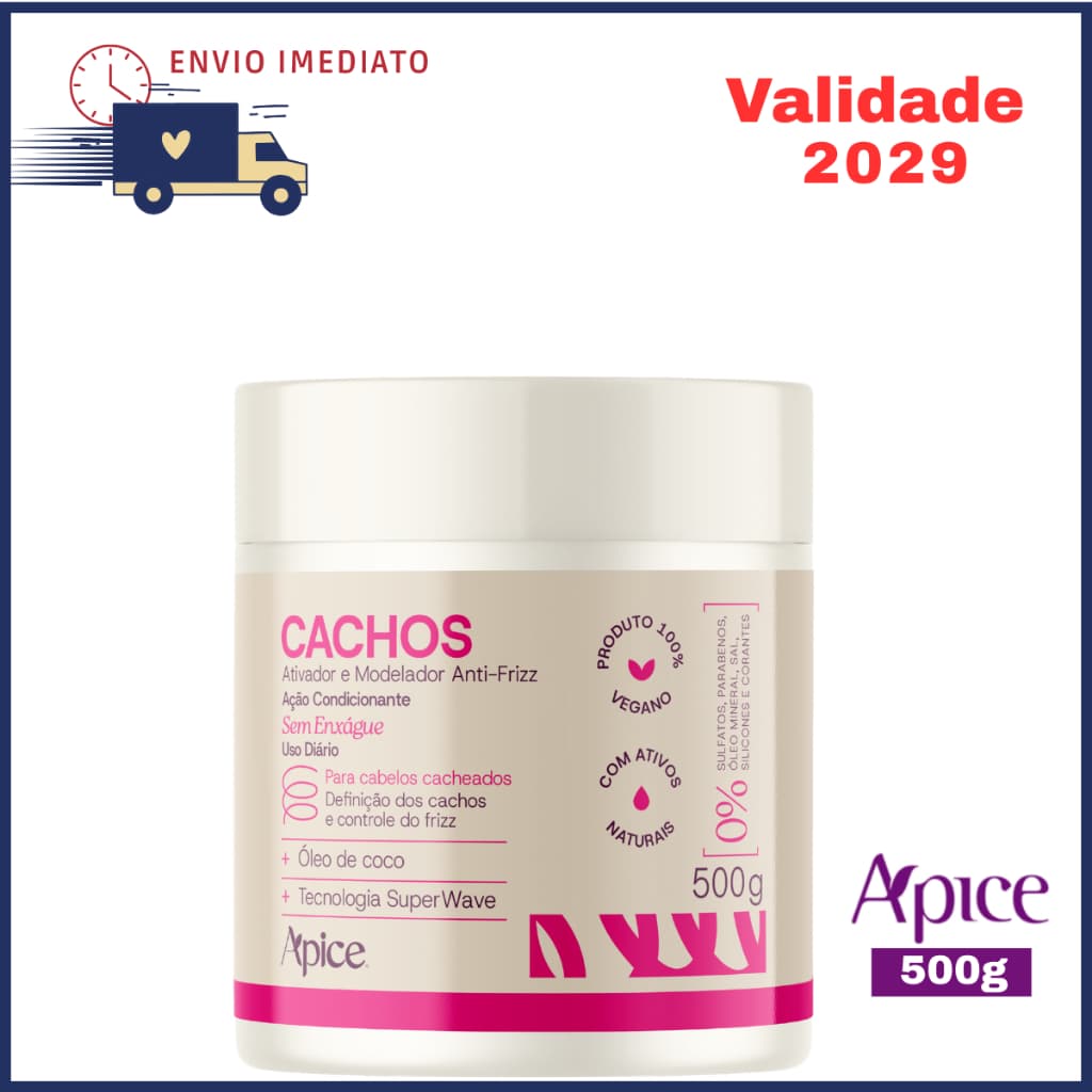 Ativador Modelador Cachos 500g Ápice para Cabelo Ondulado Cacheado e Crespo Anti-Frizz