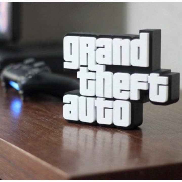 Placa Decorativa GTA 3D Gamer – Enfeite para Mesa, Quarto Gamer e Setup