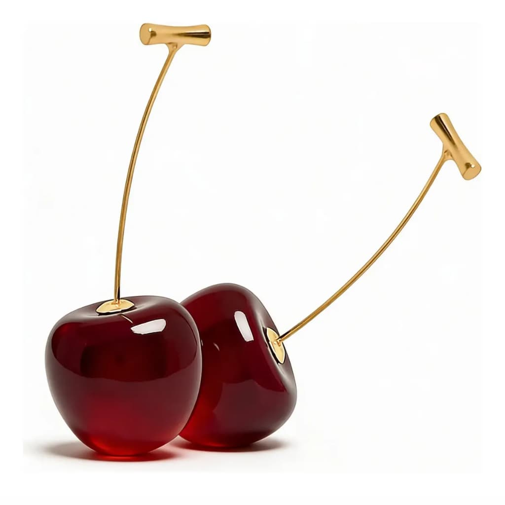 Brinco Feminino Pendurado Cereja Cherry Semijoia Banho Ouro