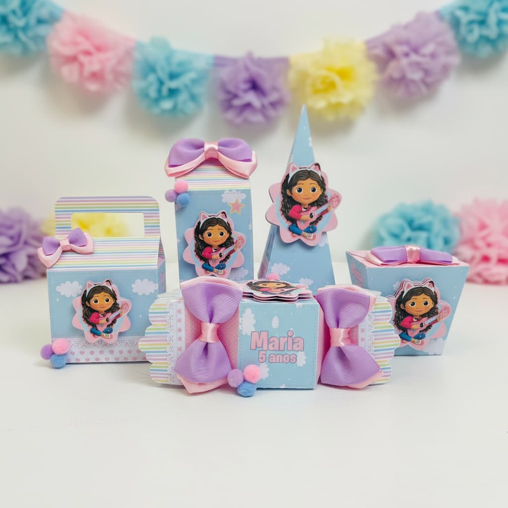 Kit Festa Pegue e Monte - Lembrancinhas Personalizadas A Casa Mágica da Gaby - Aniversário - Caixa Milk Personalizada