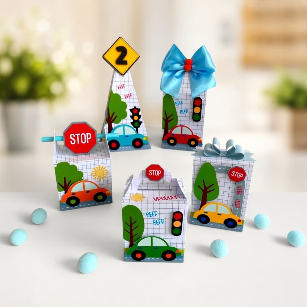 Kit Caixinhas Semi Luxo Carrinhos/Meios de Transporte Lembrancinha Festa Aniversário Personalizados
