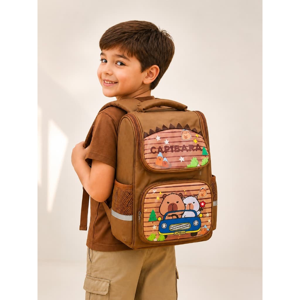 Mochila Escolar Infantil Capivara Grande 42cm Impermeável Menina Menino Reforçada Escolar