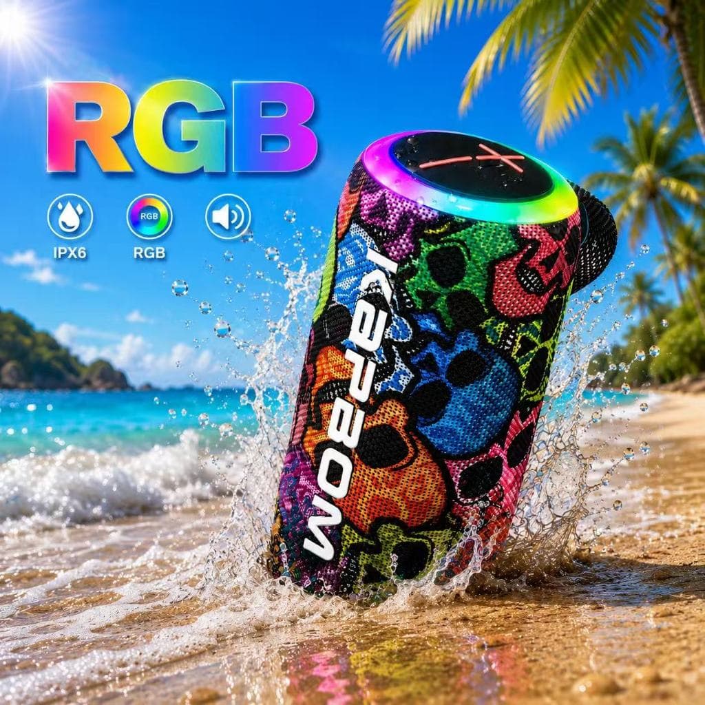 Alto-Falante Bluetooth Speaker RGB Resistente água IPX6 TWS FM/TF/USB