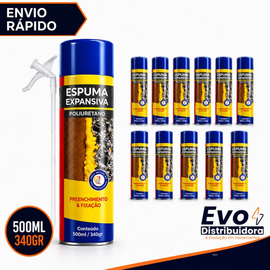 Kit 12 Espuma Expansiva Poliuretano Profissional 500ML 340GR