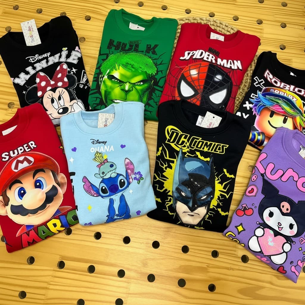 Blusa Moletom Premium Infantil com LED Personagens Felpudo à Prova D'Água