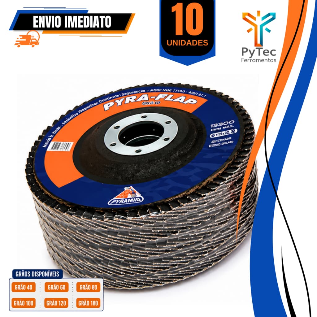 Kit Disco Zircônio Lixa Flap 4.1/2 Grão 120 Com 10 Unidades 115mm x 22,23 mm