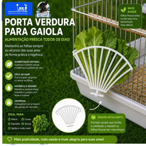 Porta Verdura para Gaiola Kit 6 Unidades Calopsita Periquito Agapornis Canário Papagaio Porta Frutas para Aves