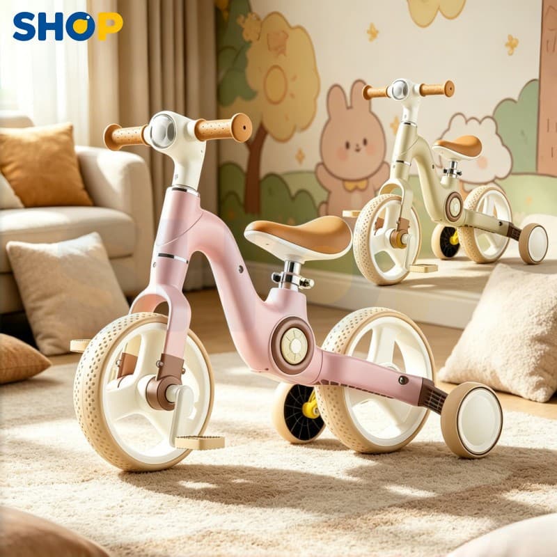 Bicicleta Equilíbrio 2 em 1 Anti-Tombamento, Brinquedo para Crianças 2 a 6 Anos Unissex-P24