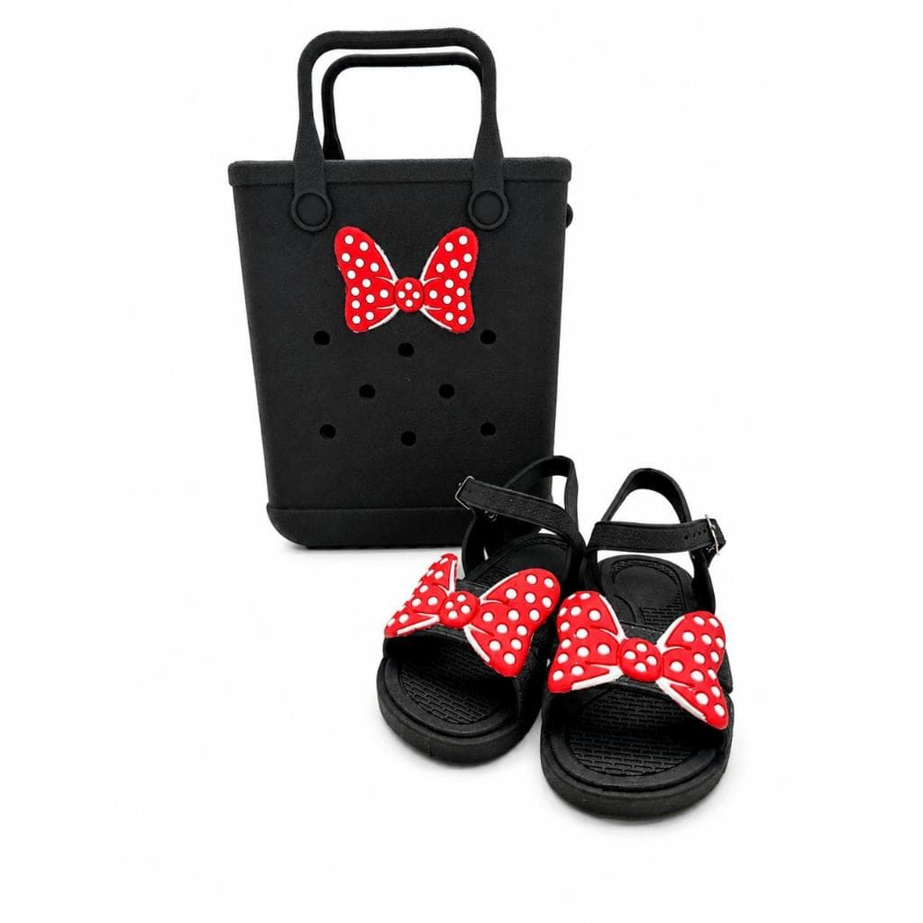 Kit Sandalia Bolsa Infantil Menina Conforto Leve Ajustavel Passeio Dia a Dia Moda Divertida