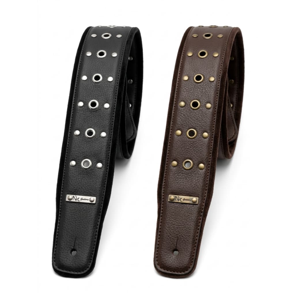 Correia Guitarra Baixo Violão Viola NT com Ilhós Couro Sint. Suéde confortável 7.5 cm larg