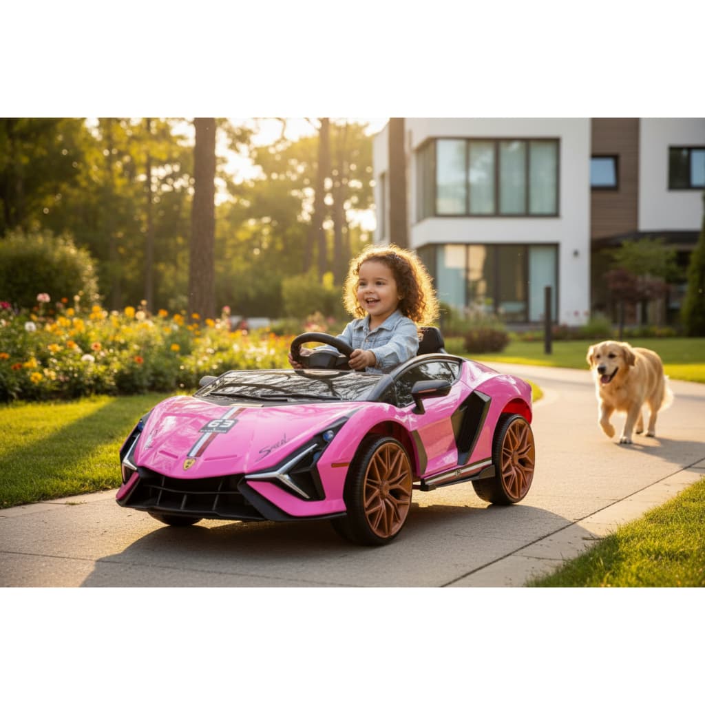 Carrinho Mini Carro Elétrico Infantil  Motorizado  Esportivo Conversível Rosa  Controle Remoto