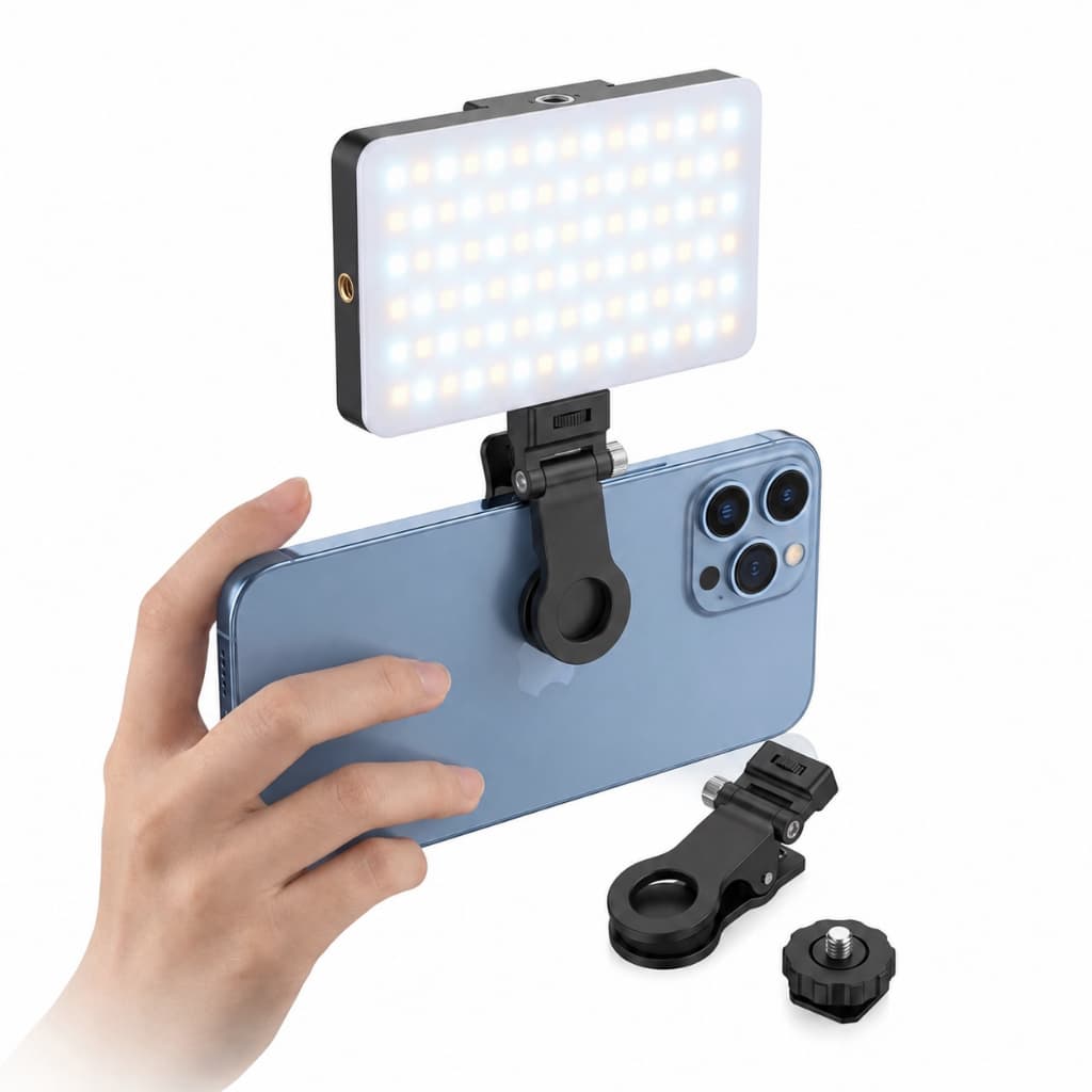 Luz LED RGB De Preenchimento Com Suporte Clip Universal Para Celular E Tablet Recarregável