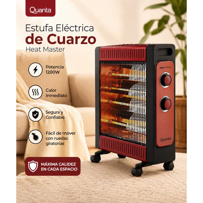 Estufa Elétrica Quartzo Quanta Heat Master QTEEC220 2200 W 110v e 220 V- Vermelho/Preto