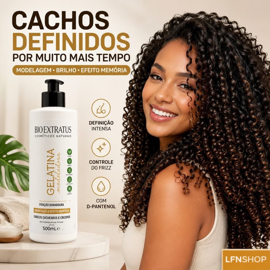 Gelatina Modeladora Cachos THE CLASS 500ml Definição Cabelos Gel Creme Anti Frizz Efeito Memória