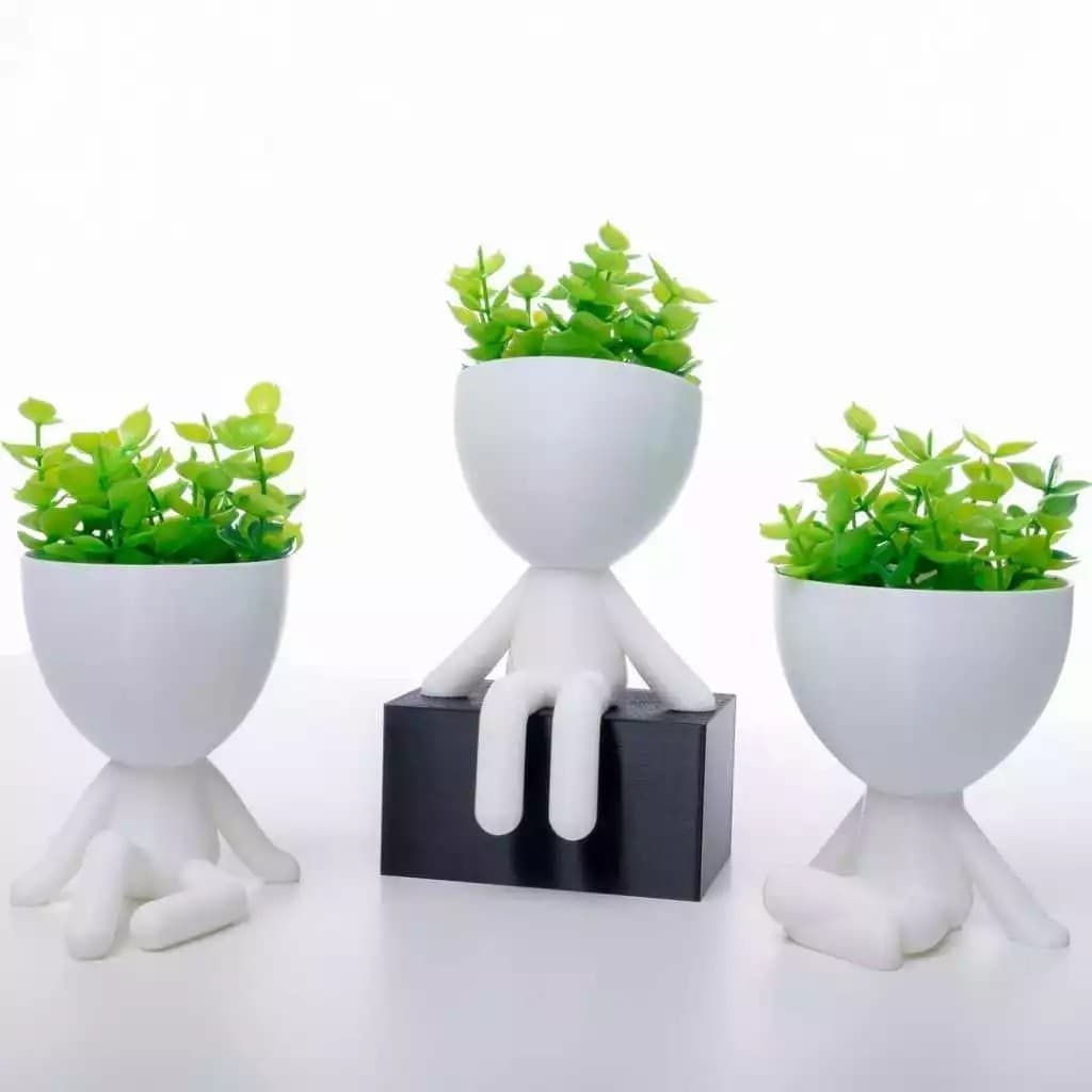 Kit 3 Vasos Decorativos Boneco Bob Suporte Para Plantas Suculentas Decoração Mesa Escritório Sala casa