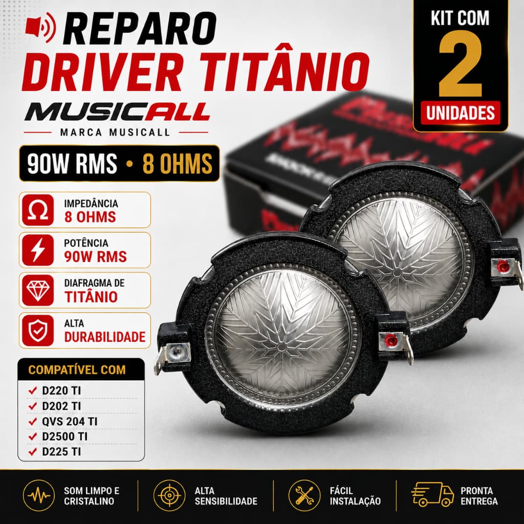 Kit 2 Reparos Driver Corneta D220ti D-220 Titanium Musicall Para Som Automotivo Som Profissional Som Residencial