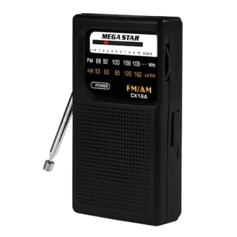 Rádio Portátil MegaStar CX16A Rádio Portátil AM/FM AM/FM à Pilha Compacto Leve com Antena Retrátil