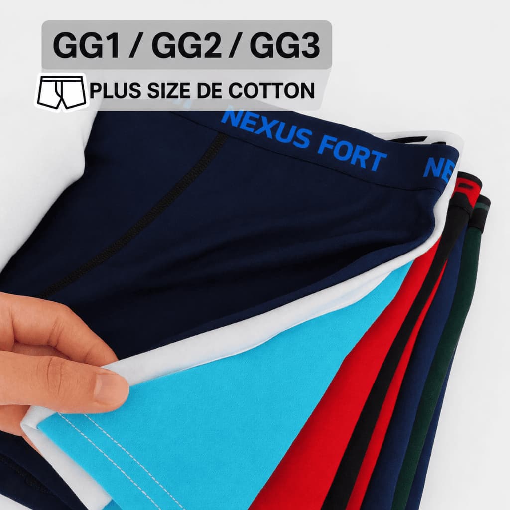 Kit Com 5 Cuecas Plus Size de Algodão Masculino Extra Grande