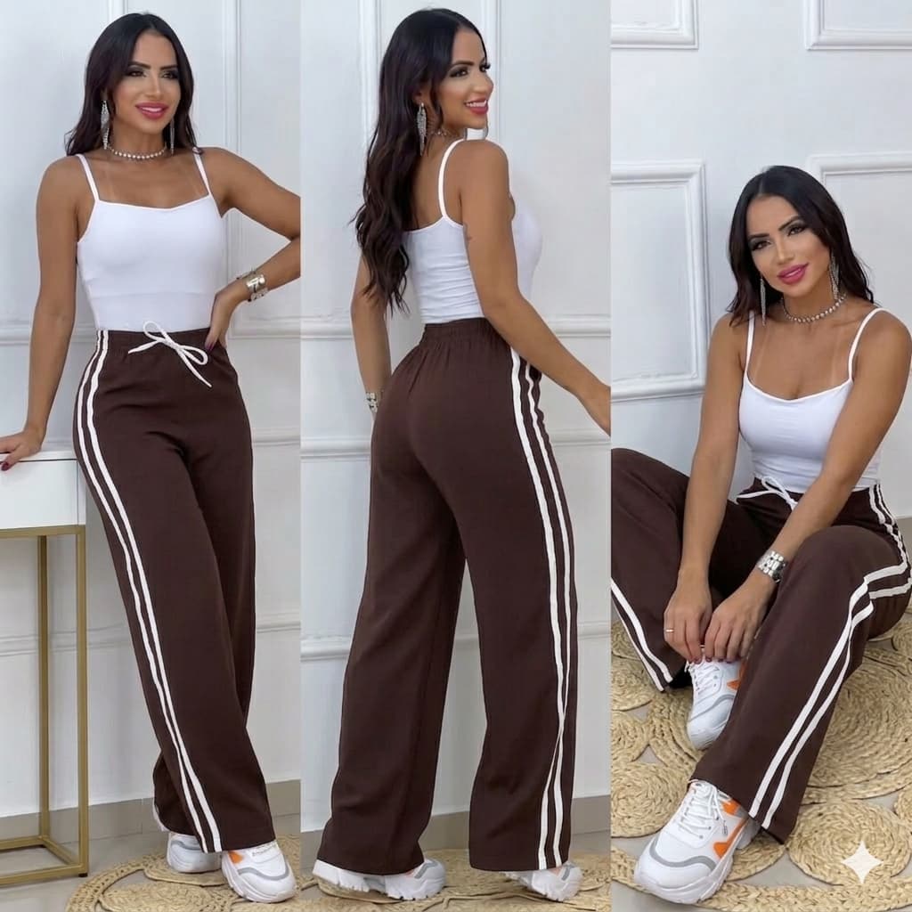 CALÇCA PANTALONA FEMENINA MODA CASUAL CON LISTRA LATERAL