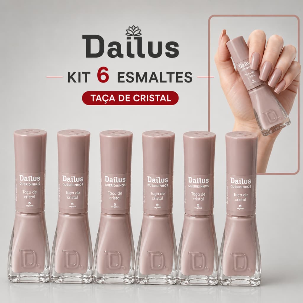 DAILUS Kit 6 Esmaltes Taça de Cristal Atacado Longa Duração Alta Cobertura Manicure Pedicure