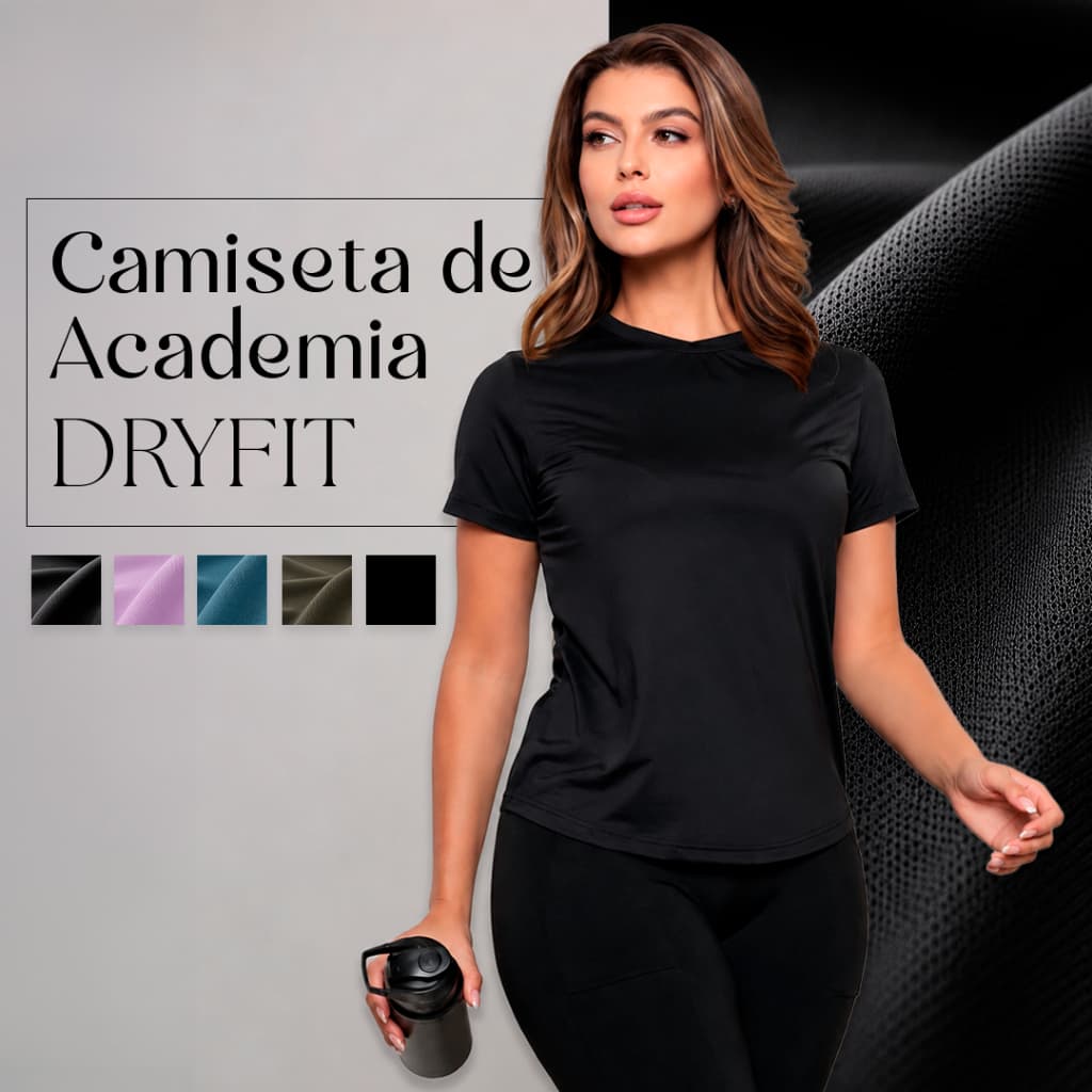 Camiseta Feminina Academia DryFit Premium Com Elastano Básica Academia Varias Cores Confortável Moda