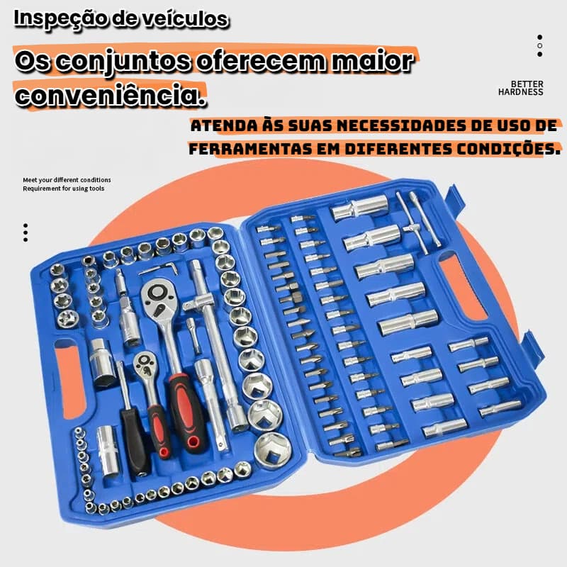 Kit de reparo com 108 peças, portátil, reforçado, multifuncional para remoção de parafusos e porcas.