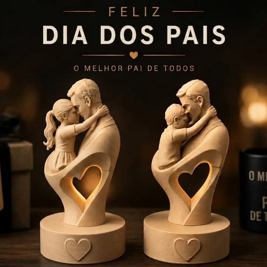 Escultura Pai e Filha (o) Decorativa em Impressão 3D | Presente Criativo Dia dos Pais.