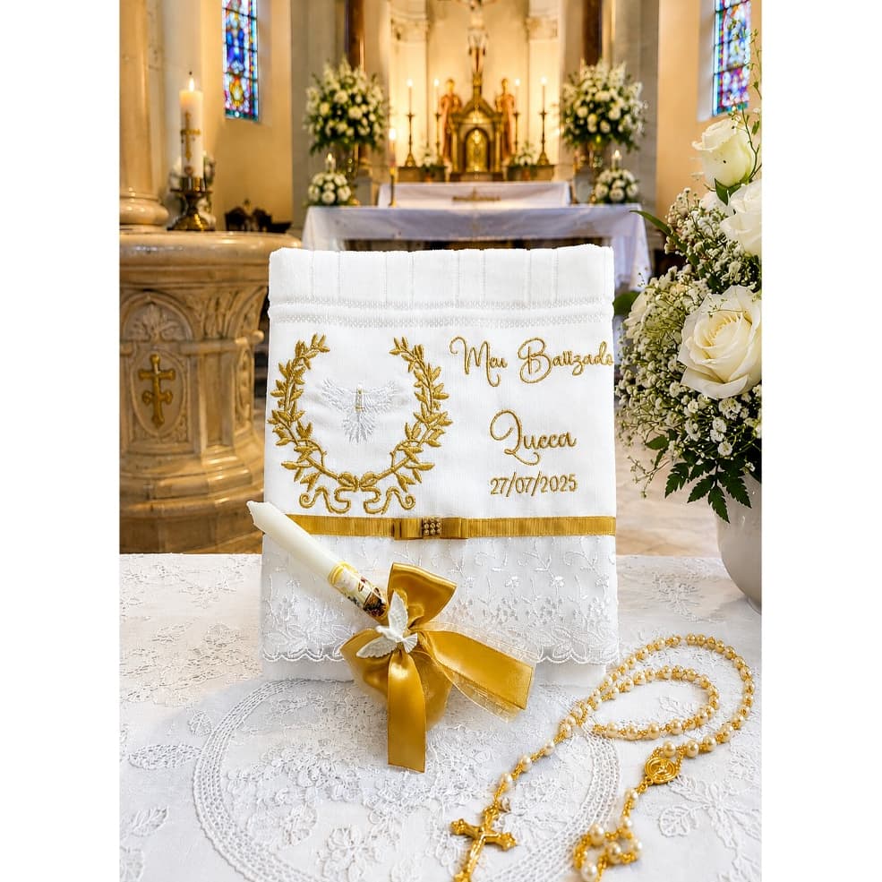 Toalha e Vela para Batizado