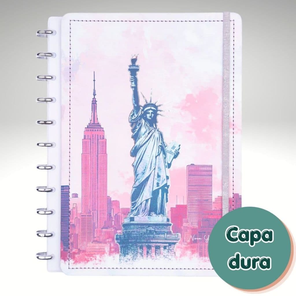 Caderno Inteligente Grande Disco Universitário Mundo Paris Londres NY Itália Disko Papelaria Planner