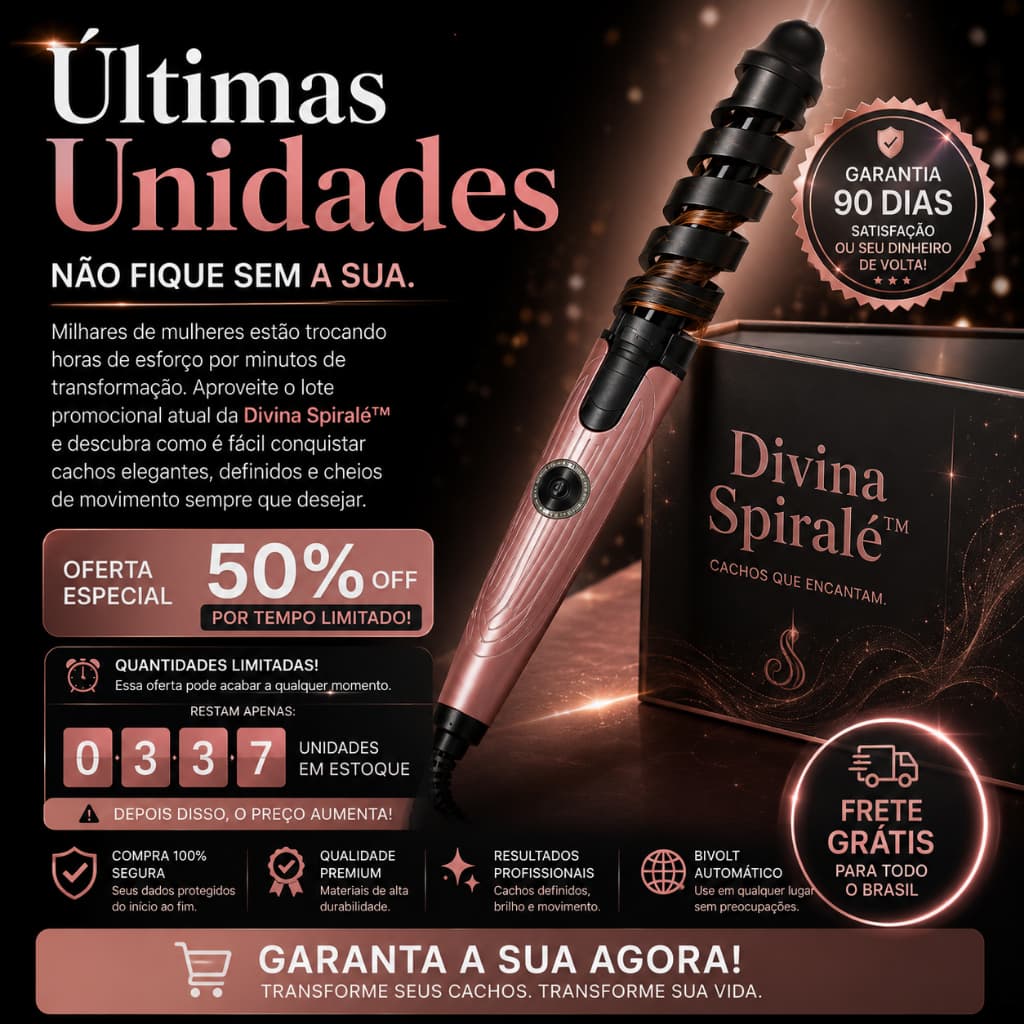 Modelador de Cachos Profissional Divina Spiralé™ Bivolt Aquecimento Rápido Cachos Perfeitos Fácil de Usar