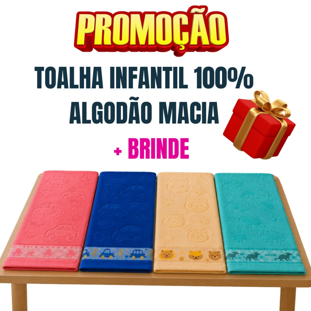 Toalha Banho Infantil Grande Decoradas 100% Algodão Premium Extra Macia
