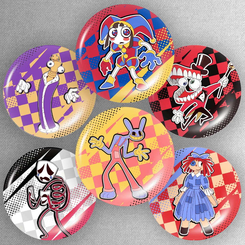 Kit 6 Bottons The Amazing Digital Circus Broche 45mm Completo Pomni Jax Ragatha Caine