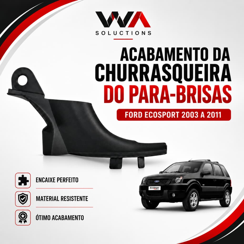 Acabamento da Churrasqueira do para-brisas Ford Ecosport 2003 a 2011 top igual original
