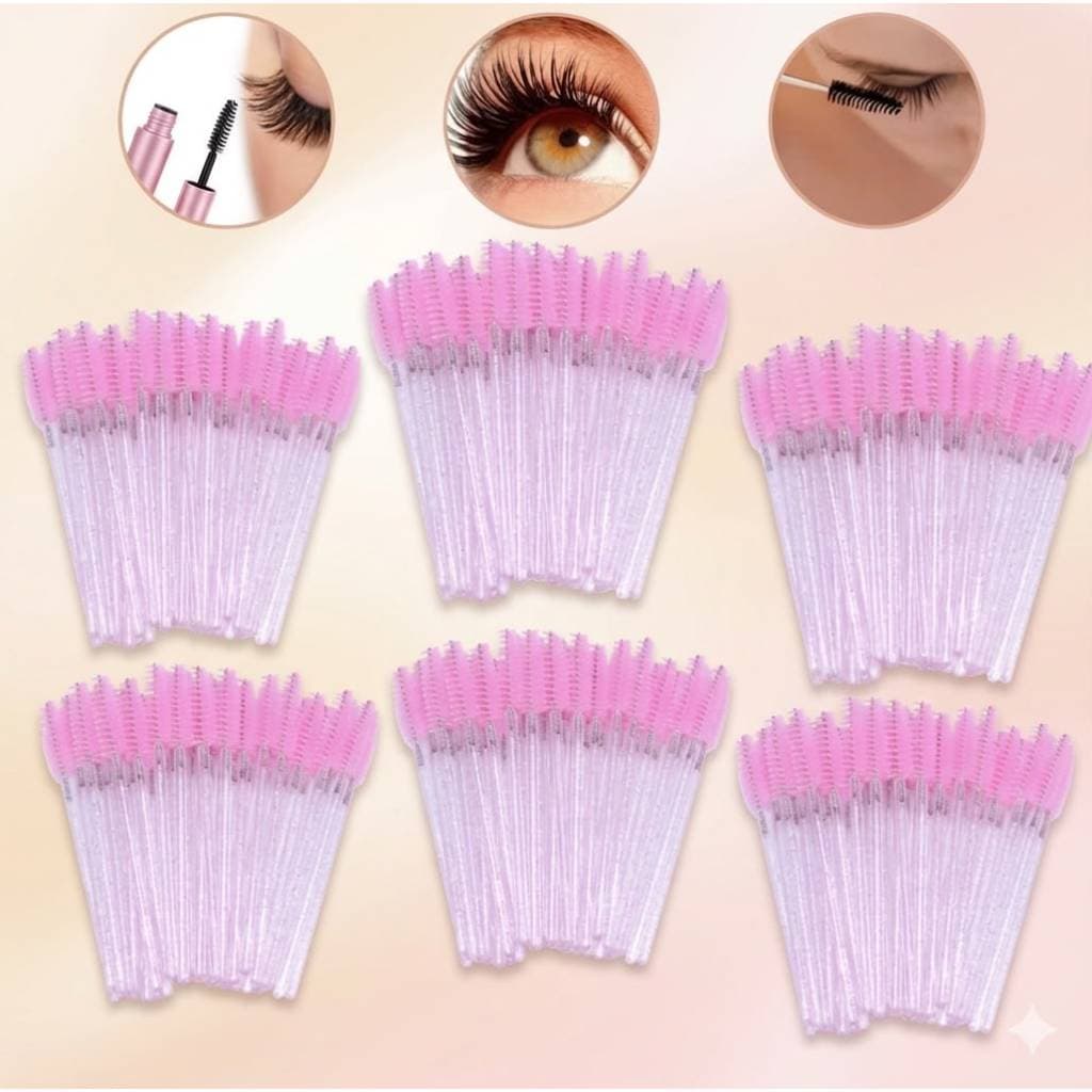 Kit 50\100 Escovas ,Escovinhas com glitter para extensão de cílios e sobrancelhas descartaveis