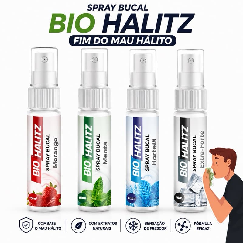 Bio Halitz Spray Bucal Sabores 15ml fim mau hálito