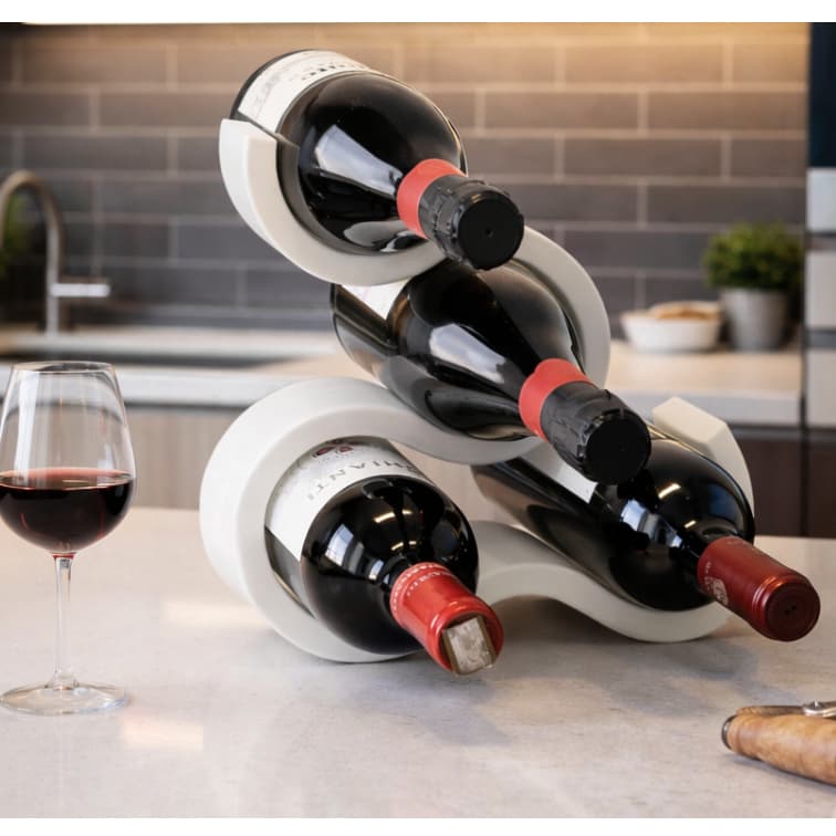 Porta Vinho Design Premium 4 Garrafas | Suporte Minimalista Sofisticado | Decorativo para Cozinha, Sala e Adega