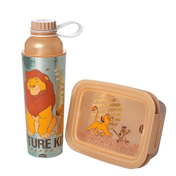 Kit Marmita Hermética Infantil 850ml + Garrafa 660ml Escolar Personagens Escola Livre de Vazamentos Menino Menina